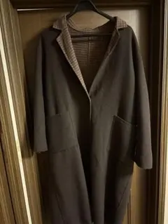 kastane ブラウン ロングコート チェック柄