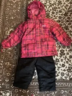 子供用スキーウェアセット ピンクと黒のチェック柄