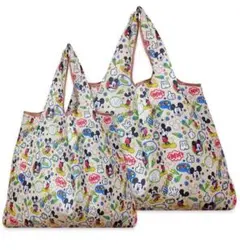 肩掛けミッキー大小2枚セットエコバッグコンパクト折りたたみ大容量マイバッグ