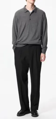 UNIQLO タックワイドパンツ メンズ ブラック M