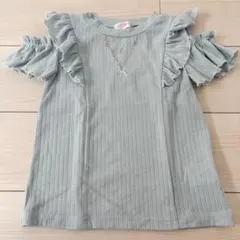 メゾピアノ　ネックレス刺しゅう　肩開き2wayテレコTシャツ130