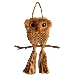 ふくろう　フクロウ　麻縄製　壁掛飾り　ウォールポケット　花器