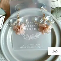 249 桜 ブーケ クリアリボン ピアス イヤリング ハンドメイド 和風 春