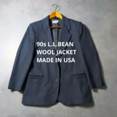 90s USA製 L.L.Bean カシミヤ混 ウール テーラードジャケット 紺