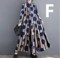 モード系水玉　ドットロングワンピース　シャツワンピース　長袖　秋冬