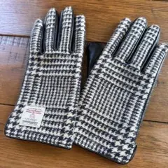 美品 ハリスツイード 手袋　千鳥格子 レディース 羊革 カシミヤのサムネイル