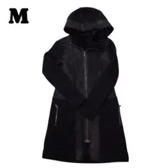 リバーシブル フード ロングコート 黒 レディース 高見え 2way 着回し M