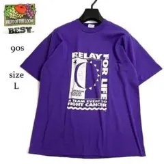 90s フルーツオブザルーム Relay For Life Tシャツ パープルLのサムネイル