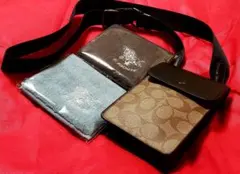 COACHショルダーバック フォーンクロスボディ＆イルビゾンテハンカチ２枚セット
