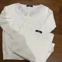 SALE 美品　長袖2枚　ツインニット　刺繍　白