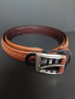 ブラウン 編み込み デザイン ベルト