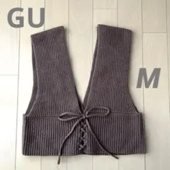 【値下げ】GUビスチェ ニット　2WAYレースアップビスチェ　ブラウン　Mサイズ