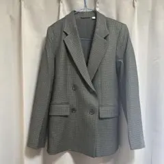 GU チェック柄 ダブルブレスト ブレザー Sサイズ