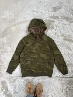 old uniqlo 裏ボア ジップパーカー 迷彩 カモフラージュ y2k L