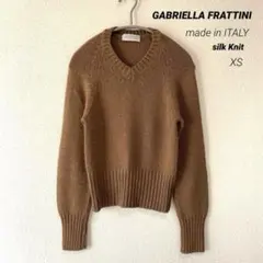 マロンブラウン コットンシルクニット Ｖネック カットソー ITALY製のサムネイル