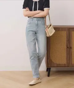 [chan me]テーパードデニムパンツ/サックスブルー