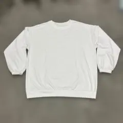 ホワイト白 長袖カットソー ロンT シンプル オーバーサイズゆったりＬメンズ