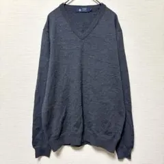 J.Crewメリノウール Vネックニット【M】ダークグレー 無地 長袖セーター