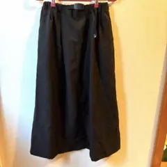 ブラック ロング フレアスカート ウェビングベルト
