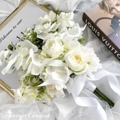 本日プレゼント ウエディングブーケ アーティフィシャルフラワー クラッチブーケ