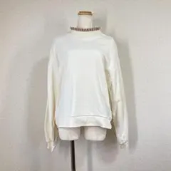 美品 スタディオクリップ フリルネック プルオーバー F ホワイト