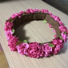 フラダンス、ダンス用　ピンクの花冠 (ハク)ヘアアクセサリー