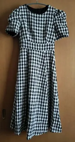 千鳥格子 ひざ丈ワンピース