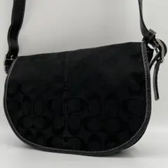 coach コーチ　ショルダーバッグ　クロス　シグネチャー　キャンバス　黒系