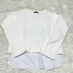 【コムサイズム】Vネックニット/L相当/ホワイト/白/ドロップショルダー/長袖