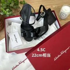 HERMESエルメス レザー ヒールサンダル 36.5 ブラック スリングバック