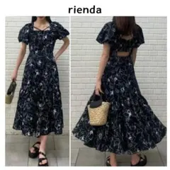 美品 リエンダ ★ ストリングパフスリーブ ワンピース ロング M ブラック