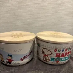 KALDI カルディスヌーピー クリスマスバンブーコンテナ　2種セット