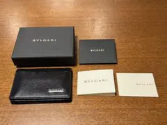BVLGARI　ブルガリ　ブラックレザー　カードケース　名刺入れ