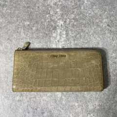 miu miu ミュウミュウ 長財布 L字ファスナー　クロコ型押し ベージュのサムネイル