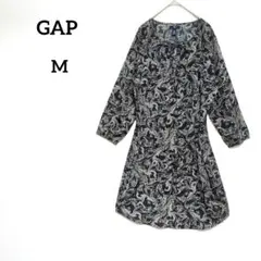 GAP ギャップ ペイズリー柄 チュニック ワンピース キーネック 七分袖 M