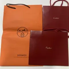 エルメス オレンジバッグ & カルティエ 赤バッグ2点セット