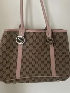 GUCCI GGモノグラム トートバッグ ベージュ/ピンク