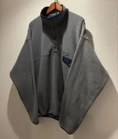 patagonia スナップT フリース XXL グレーxネイビー パタゴニア