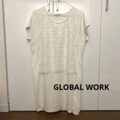 GLOBAL WORK ホワイト チュニック レース 切り替え Mサイズ