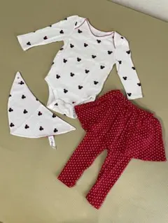 【GAP】ミニーちゃん柄ロンパース・レギンス・スタイ 3点セット 18-24M