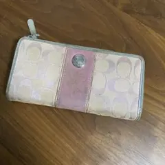 Coach 長財布 ベージュ ピンク