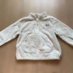 ホワイト フリースジャケット 羊の刺繍付き