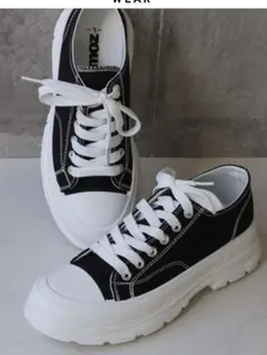 moz(モズ)／厚底キャンバススニーカー　L（24cm）　ブラック