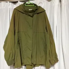 Samansa Mos2 配色オリーブグリーン フード付きマウンテンパーカー
