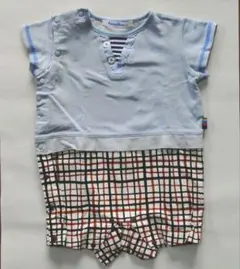 familiar チェック柄ロンパース 80