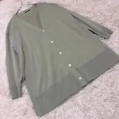 レイナホシ　カーディガン　くすみグリーン　7分丈　シンプル　ニット　セーター