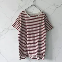 LEPSIM ボーダー半袖Tシャツ レッド×ホワイト サイドスリット Ｍのサムネイル