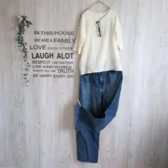 ✱Samansa Mos2Blue✱　アイボリー　シンプル　半袖カットソーのサムネイル