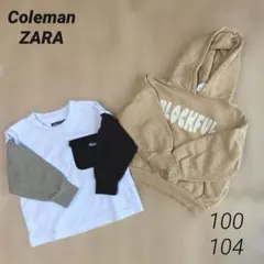 コールマン　ZARA 配色トレーナー パーカー　茶色　オレンジ　100 男の子