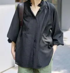 Spick & Span ハイブリッドフリルカラーボリュームスリーブブラウス